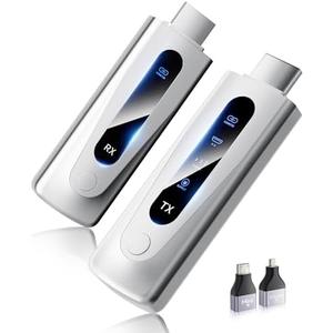 2025 Upgraded Wireless HDMI Transmitter and Receiver 328FT/100M, LED Display, 4K Decode 1080P@60Hz Ultra HD Video Output, Plug&Play 5G+2.4G for Video and Audio to Monitor from PC/Projector/TV Box