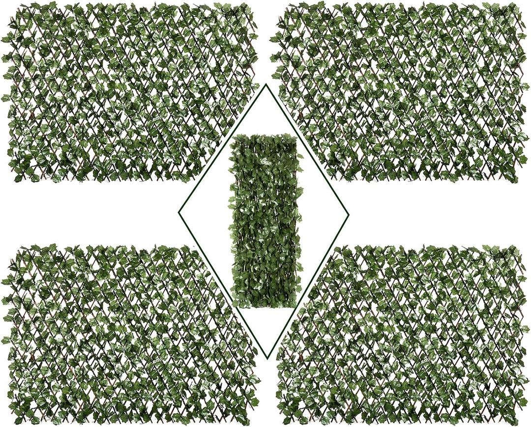 DOEWORKS Expandable Fence Privacy Screen for Balcony Patio Outdoor, Faux Ivy Fencing Panel for Backdrop Garden Backyard Home Decorations - 4PACK
