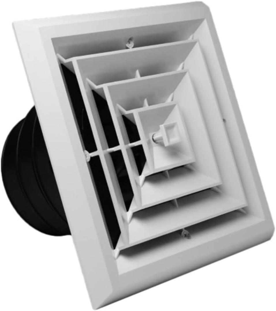 RectorSeal TRUaire Grille/Damper 81914 Plastic Ceiling Diffuser with Incorporated Ceiling Box, Easy Installation, HVAC, 8X8 4 Way Grille/Damper