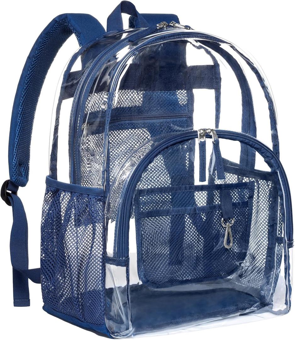PACKISM Clear Backpack - 17 inch Heavy Duty Clear Backpacks for School, Large Transparent Bookbag for Students (Age 12+)
