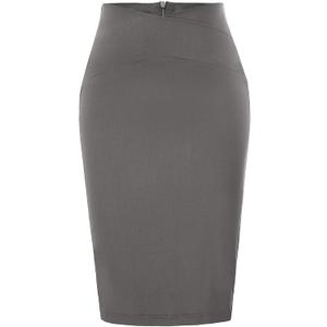 GRACE KARIN Skirts for Women High Waist Knee Length Stretch Bodycon Pencil Wedding Guest Work Skirt (X-Large, Dark Grey)