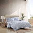 Tommy Bahama - King Quilt Set, Reversible Cotton Bedding with Matching Shams, Coastal Super Soft Bedding Set (Palmday Blue, King)