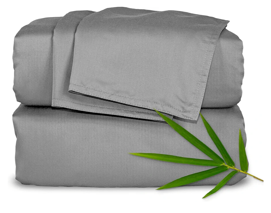 Pure Bamboo King Sheets, Genuine 100% Organic Viscose Derived from Bamboo Bed Sheet Set, Luxuriously Soft & Cooling, Double Stitching, 2 Year Quality Promise (King, Stone Grey