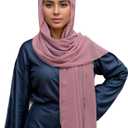 Fashion Chiffon Hijab For Women,Scarf With Gold Bead Chains Decorated Abaya Accessories Muslim Headscarf Shawl (Gray)