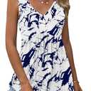 Women Tank Tops 2025 Summer Sleeveless Blouses V Neck Casual Loose Fit Flowy Shirts S-3X (Large, Blue Tie-dye)