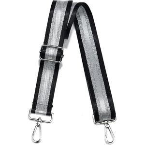 LVYOUME Purse Strap Silver Hardware Wide Bag Straps Replacement Crossbody Adjustable Shoulder Strap for Purses (Silver-black Silver White-310)