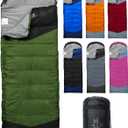 Lightweight 3-Season Sleeping Bag for Adults/Kids Camping, Compact w/Compression Sack, Waterproof Ripstop, Portable for Backpacking Hiking Travel (Green)