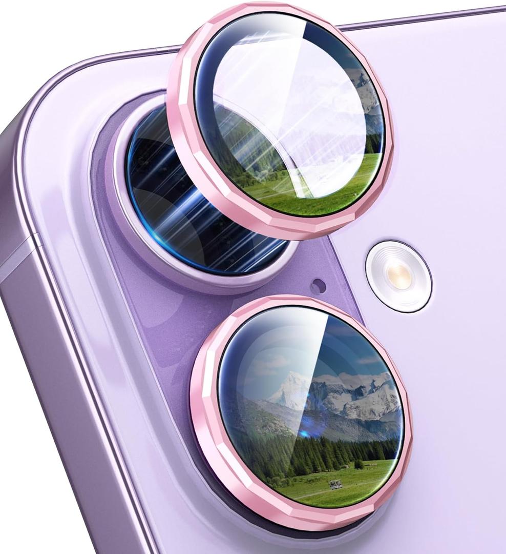 Xfilm for iPhone 17 Camera Lens Protector 16-Facet, Individual Metal with 9H Hardness, Scratch-Proof Camera Screen Protector, Stylish Accessories, Case Friendly (Pink)