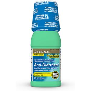 3 x Good Sense Anti-Diarrheal Medicine, Loperamide Hydrochloride Oral Solution, 1 mg per 7.5 mL, Mint, 4 Fl Oz