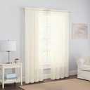 PAIRS TO GO Victoria Voile Modern Sheer Rod Pocket Window Curtains for Living Room (2 Panels), 59 in x 63 in, Ivory
