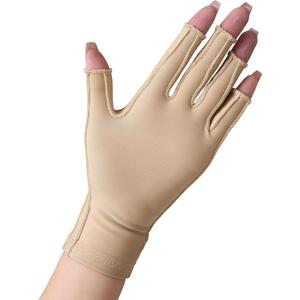 NURCOM Compression Arthritis Gloves Support for Women & Men, Relieve Pain & Swelling from Arthritis, Carpal Tunnel, Tendinitis, Tendonitis, Single Glove for Left & Right Hand, Open Finger, Beige, Large