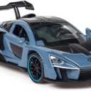 Alloy Collectible Blue McLaren Senna Toy Vehicle Pull Back DieCast Car Model with Lights and Sound
