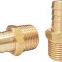 2pcs Brass Hose Barb Fitting, 3/4" Barb x 3/4" NPT Male, Adapter  Correct Thread for 1" OD, Brass Barbed Air Hose Repair Connector