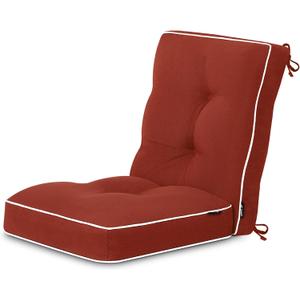 Favoyard Outdoor Rocking Chair Cushion 17 17 Inch Water Resistant & 3-Year Color Fastness Patio Chairs Cushions for Rockers Furniture, Set of Seat & Back Thick Tufted Cushion with Tie Straps, Red