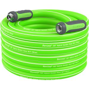 Fevone 55 ft Garden Hose, Lightweight and Flexible, Heavy Duty Water Hose, Hybrid Polymer, Kink Resistance, 3/4" GHT Aluminum Fittings, 5/8" ID, Burst 600 PSI, Drinking Water Safe
