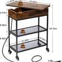 Hadulcet Narrow End Table with Charging Station & Rotating Top, Couch Snack Tables, Swivel Table for Recliner Living Room & Bedroom, Rolling Slim Side Table on Wheels, Skinny Nightstand, Rustic Brown