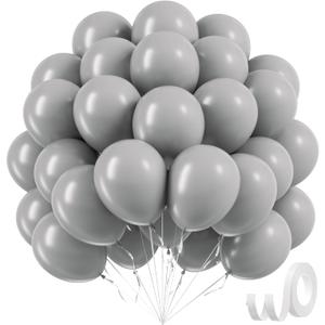 Gray Balloons 12 inch, Grey Latex Balloons 50pcs Party Balloons for Birthday Baby Shower Wedding Anniversary Party Decorations