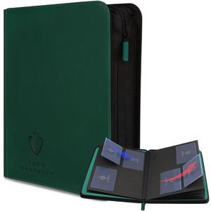 Card Guardian - Toploader 4 Pocket Premium Binder with Zipper for 160 Cards - Side Loaded Pockets - Compatible with Sports and Trading Cards TCG (Green)