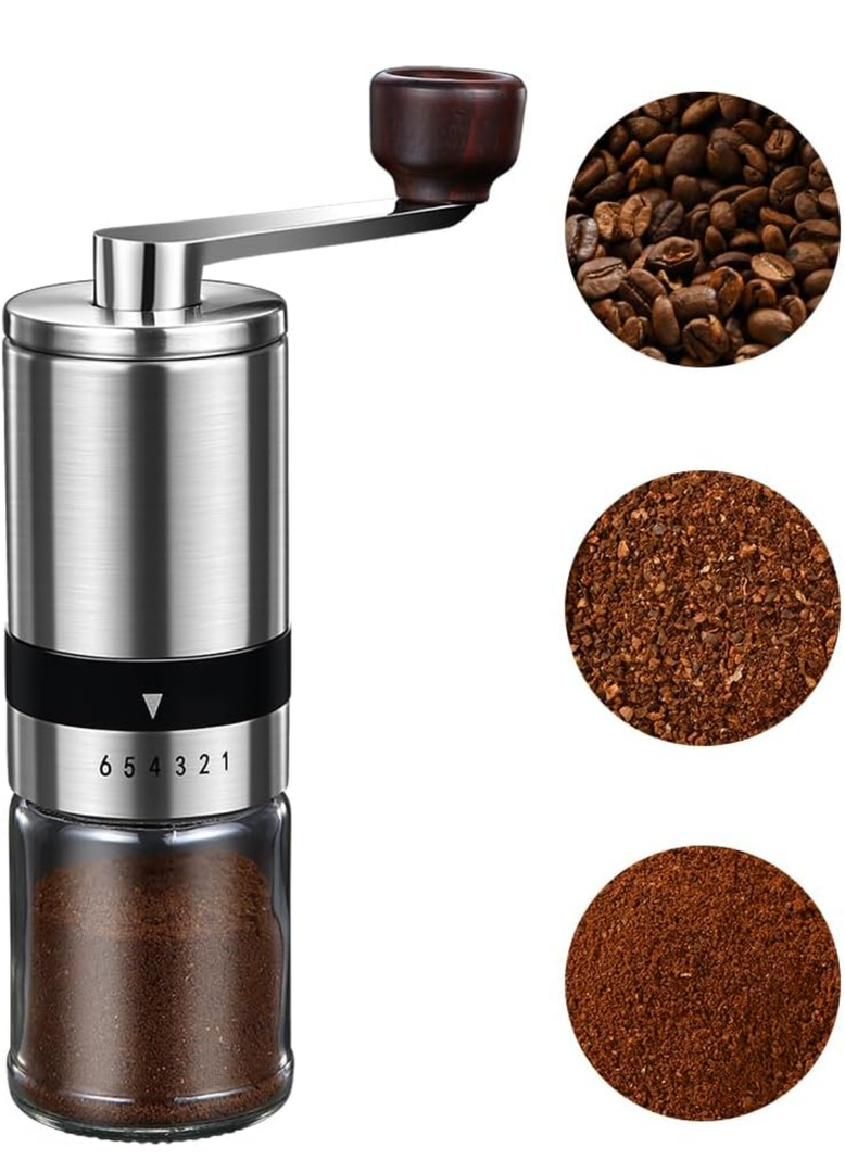 Manual Coffee Grinder - 6 Adjustable Coarseness Settings, Hand Coffee Grinders, Portable Manual Coffee Bean Grinder for Moka pot, French Press, Drip, Espresso, Gift (Small)