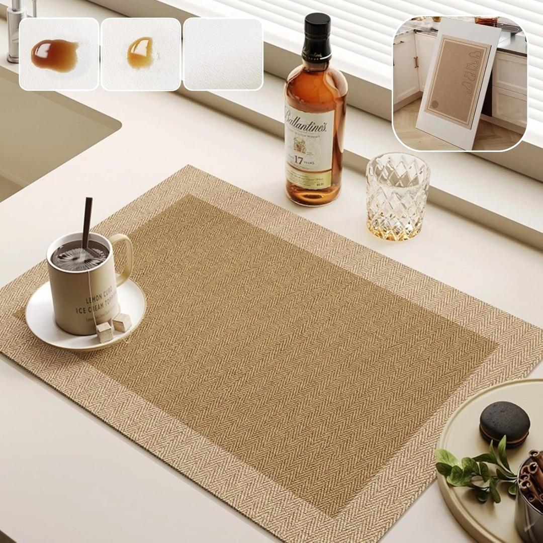 Dish Drying Mat - Absorbent Countertop Mat for Coffee Maker, Expresso Machine, Kitchen Use (04,12''16'')