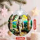 Religious Christmas Ornaments - Jesus Stained Glass Ornament | Christmas Tree Ornament | Christian Home Decor - Religious Gifts, Lord Jesus Gifts for Easter, Gift Ideas & Holiday Present