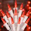 Hopolon 50 Red Christmas Lights, 2PACK White Wire 13Feet Long String Lights Set for Outdoor Indoor Dcor, Valentines Day, Wedding, Halloween, Christmas Trees, Holiday Lighting Decorations,Red