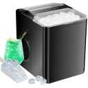EDX Countertop Ice Maker, 26 lbs in 24 Hrs, 9 Ice Cubes Ready in 6 Mins, Self-Cleaning, with Basket & Scoop, For Home, Camping, Black