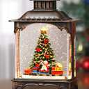 Christmas Tree Snow Globe Lantern Christmas Decorations Gifts Auto Snowfall Glitter Music Collection Snowman Train Candy Cane with 6H Timer USB/Battery Powered 10.2 inch