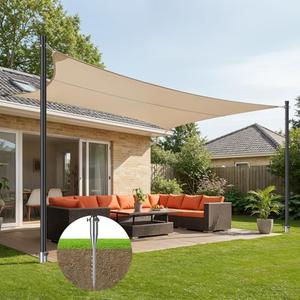 EMART 2 Pack 12ft Heavy Duty Shade Sail Poles with Spiral Anchor & D-Clamps, for Sun Shade Outdoor, String Lights, Patio, Backyard, Garden, Grassland and Terrace