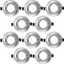 MR16 Spot Light Fixture Halogen LED Mounting Bracket Bulb Holder Kitchen Bathroom Under Cabinet Counter Housing Recessed Lighting GU5.3 Socket Wiring Dimmable (Polished Stainless Steel Silver) 10 Pack