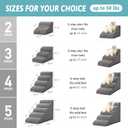 COZY KISS Dog Stairs for Small Dogs 19.7" H, Curved Dog Step for Puppy, Older or Cat, Medium Pet Ramp for Sofa, Couch or Bed, Ladder with High Density Foam, 4 Step, 15.7x28.3x19.7 inch, Dark Grey