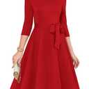 RUMIA Cocktail Dresses for Women 3/4 Sleeve Vintage Wedding Guest Dresses Tea Party Formal Dress Red XL