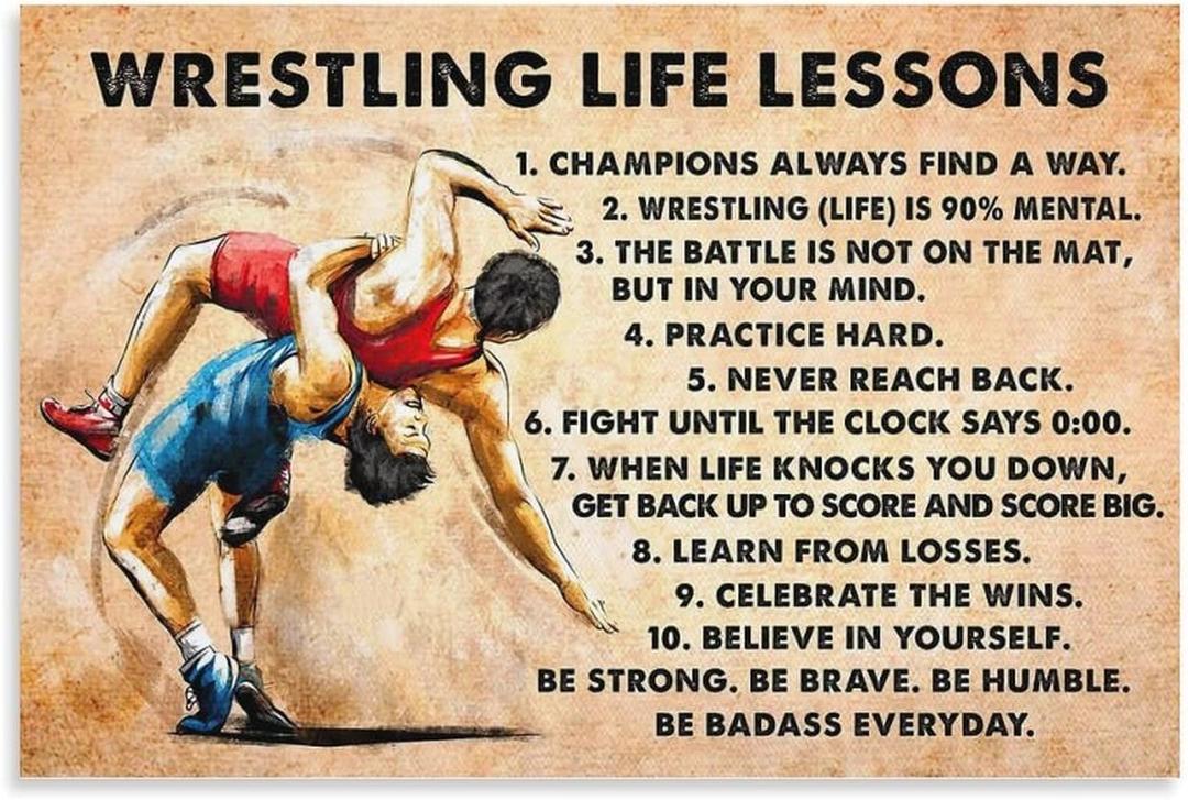 FOLIUMK Wrestling Life Lessons Poster Motivational Canvas Printing Wall Decorstyle 12x18inch(30x45cm)