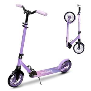 Nattork Kick Scooter for Age 5+ Kids Teens Adults, Max Load 240 LBS, Adjustable Height Foldable with 8" Large Wheels, Anti-Shock Suspension Purple
