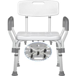 KingPavonini Shower Chair for Inside Shower with Arms and Back, FSA/HSA Eligible 400LBS Heavy Duty Shower Seat for Bathtub, Reinforced Guard, Height Adjustable Bath Seat for Elderly, Adults & Disabled