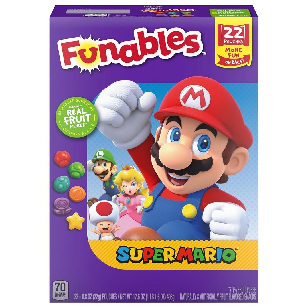 2 x Funables Fruity Snacks, Super Mario, Assorted Fruit, Flavored Snacks, 0.8oz 22 Count (EXP 01/31/26)