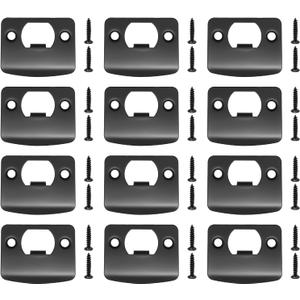 EATAKWARD 12 PCS Door Strike Plate, Matte Black Deadbolt Strike Plate (Rounded Corners with Screws)
