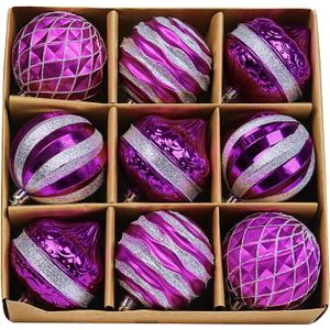 2 x Christmas Ornaments Set 9ct Christmas Tree Decoration Ornament Balls Decor Baubles for Xmas Trees Decor Holiday Party Wedding Decoration