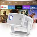 Smart Projector with Built in Apps - 2025 Outdoor Projector 4k, Native 1080P Projector with Wifi Bluetooth, 600 ANSI Proyector, Electric Focus & Auto Keystone, Compatible w Android/Phone/TV Stick