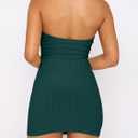 ANRABESS Women 2 Piece Skirt Sets Summer Strapless Crop Top Matching Bodycon Sexy Going Out Mini Club Dress Outfit Clothes (Green)