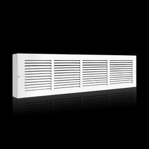 24x6 Baseboard Return Air Grille for 24"Wx6"H Duct Opening, 7/8" Depth