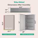 TokeShimi 20x32 Bathroom Cabinet Mirror Tempered, Aluminum Silver Recessed Medicine Cabinet with Mirror Frameless Stepless Adjustable Shelf, Surface Mount Medicine Cabinet for Bathroom
