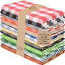 Urban Villa Cloth Napkins Set of 12 20x20 Inches 100% Cotton Napkins Cloth Washable Durable Reusable Absorbent Table Dinner Napkins Cloth for Hotel Lunch Restaurant Weddings Parties Multi Checks