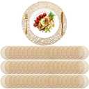 Sieral 60 Packs Gold Round Placemats 15 Inch Hollow Out Pressed Vinyl Place Mats Heat Resistant Woven Gold Placemats for Christmas Dinner Table Winter Holiday Party Wedding Centerpiece Decoration