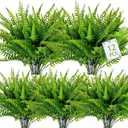 LZAAYNGS 24 Bundles Artificial Plants, Fake Boston Fern Grass Eucalyptus Greenery Outdoor UV Resistant No Fade Faux Plastic Plants Garden Porch Window Box Decorations