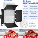 Photography Video Lighting Kit, Upgraded Bi-Color LED Video Studio Lights with Dimmable 2500k~8500k and 79" Light Stand for Camera Photo Recording Filming Stage Shooting Streaming YouTube TikTok