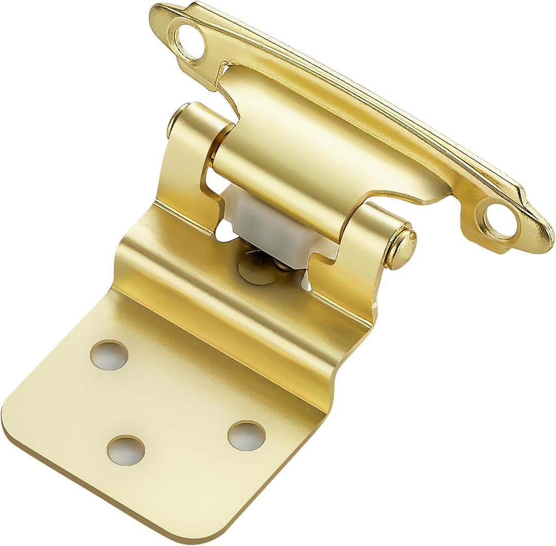Ravinte 30 Packs (15 Pairs) 3/8" Inset Gold Cabinet Hinge, Self Closing Hinges for Kitchen/Bathroom/Furniture Cabinets & Doors, Decorative Cabinet Hardware Kitchen Cabinet Hinge with Door Bumper