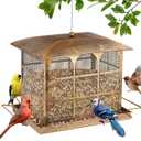 Large Bird Feeder, Heavy Duty Metal Bird Feeders for Outdoor Hanging, 9.5LB Seed Capacity Wild Birdfeeder for Outside Garden Decoration