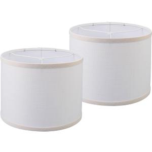 lampshades Set of 2, Drum Lamp Shades Set of 2, Lamp Shades for Table Lamps Easy Assembly Required Lamps Shades Natural Linen Fabric(White, 10"x10"x8")