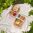 Bento Box Adult Lunch Box 4 Pack Lunch Containers 3-Compartment Reusable Food Storage Snack Containers Dishwasher Safe Stackable for Work & Travel